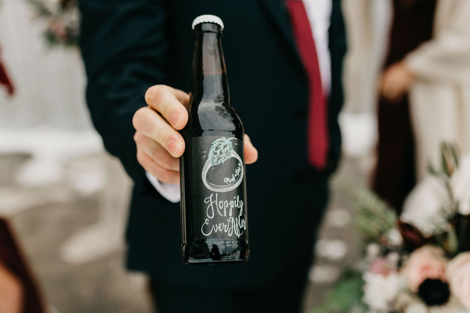 "Hoppily Ever After" Beer Label for Journeyman Distillery wedding