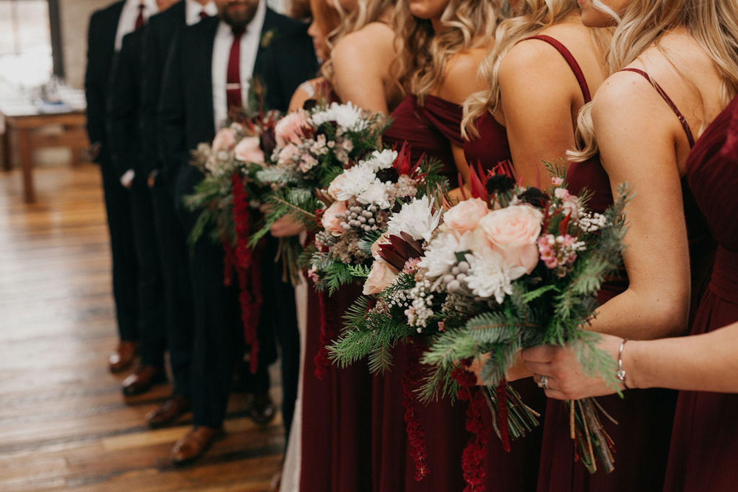 Bridesmaids bouquets for Journeyman Distillery wedding