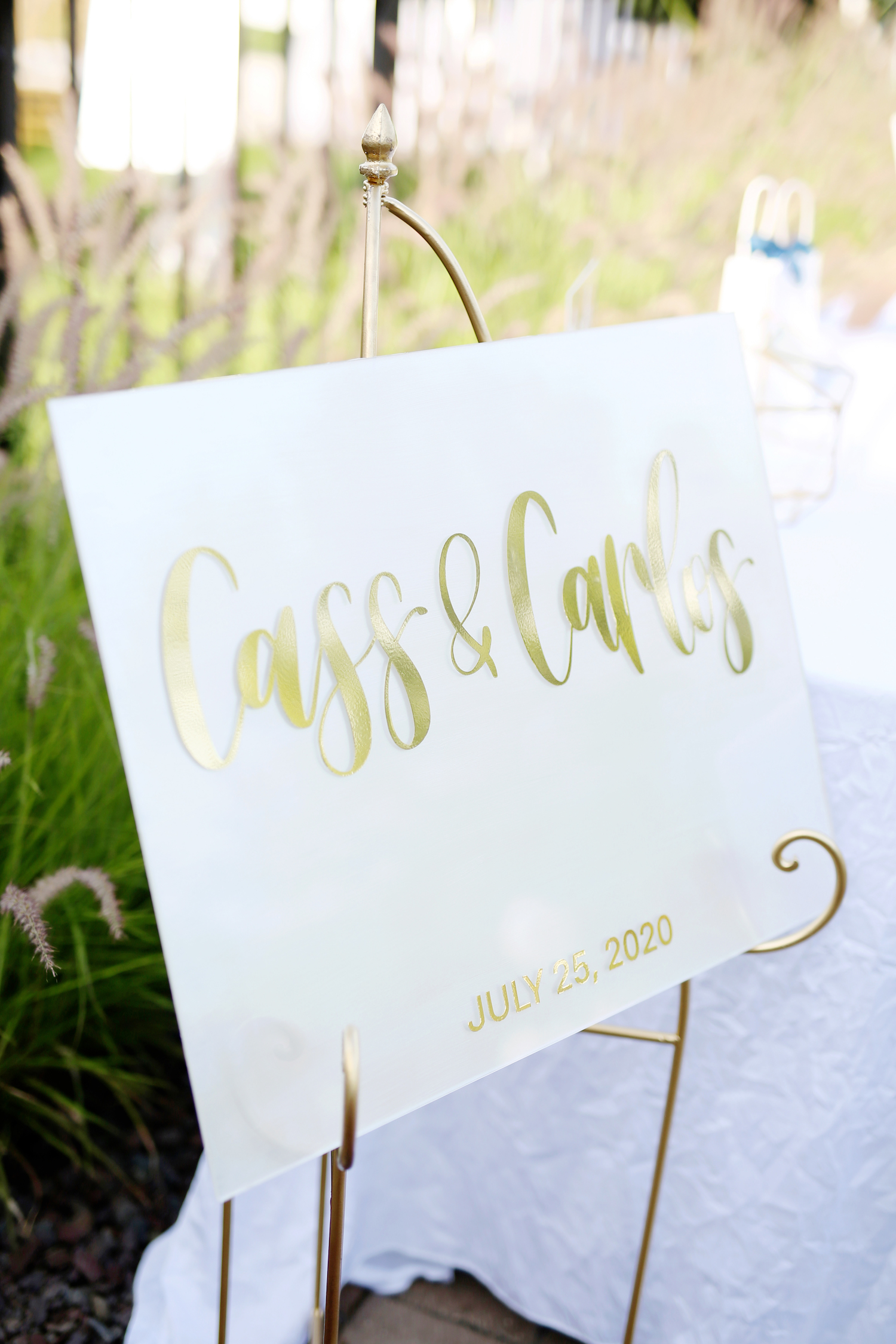 Cass & Carlos sign at kalamazoo michigan wedding