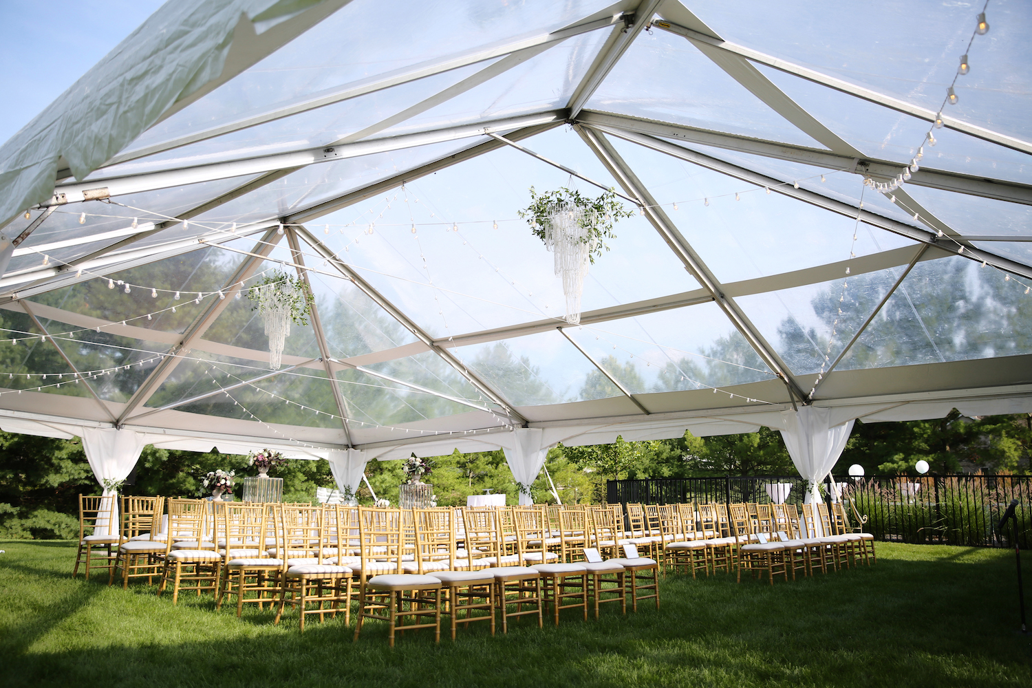 Ceremony under tent at Kalamazoo Michigan wedding