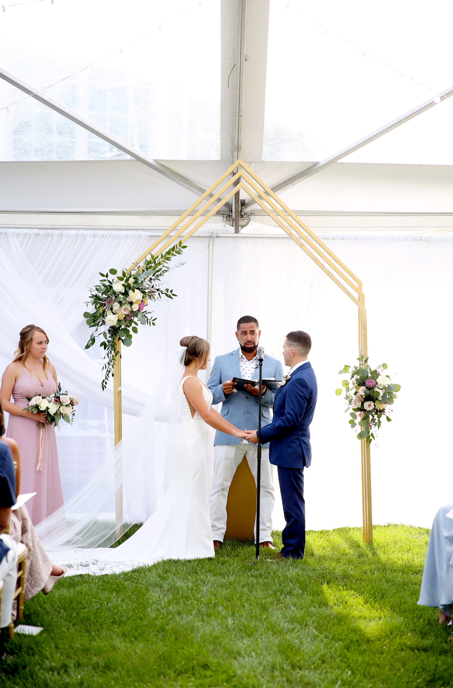 Bride and groom at alter of kalamazoo Michigan wedding