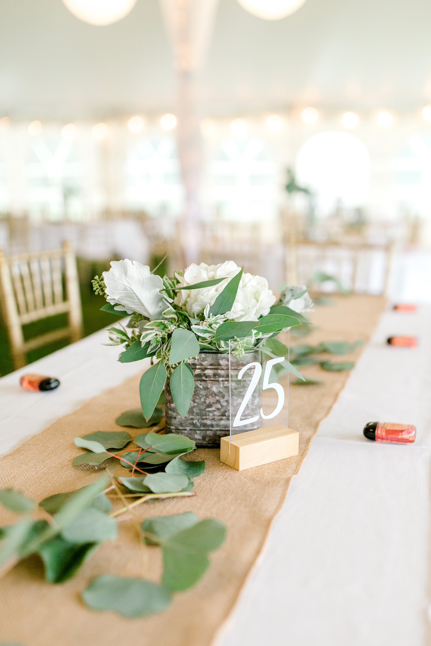 Table number and floral arrangement