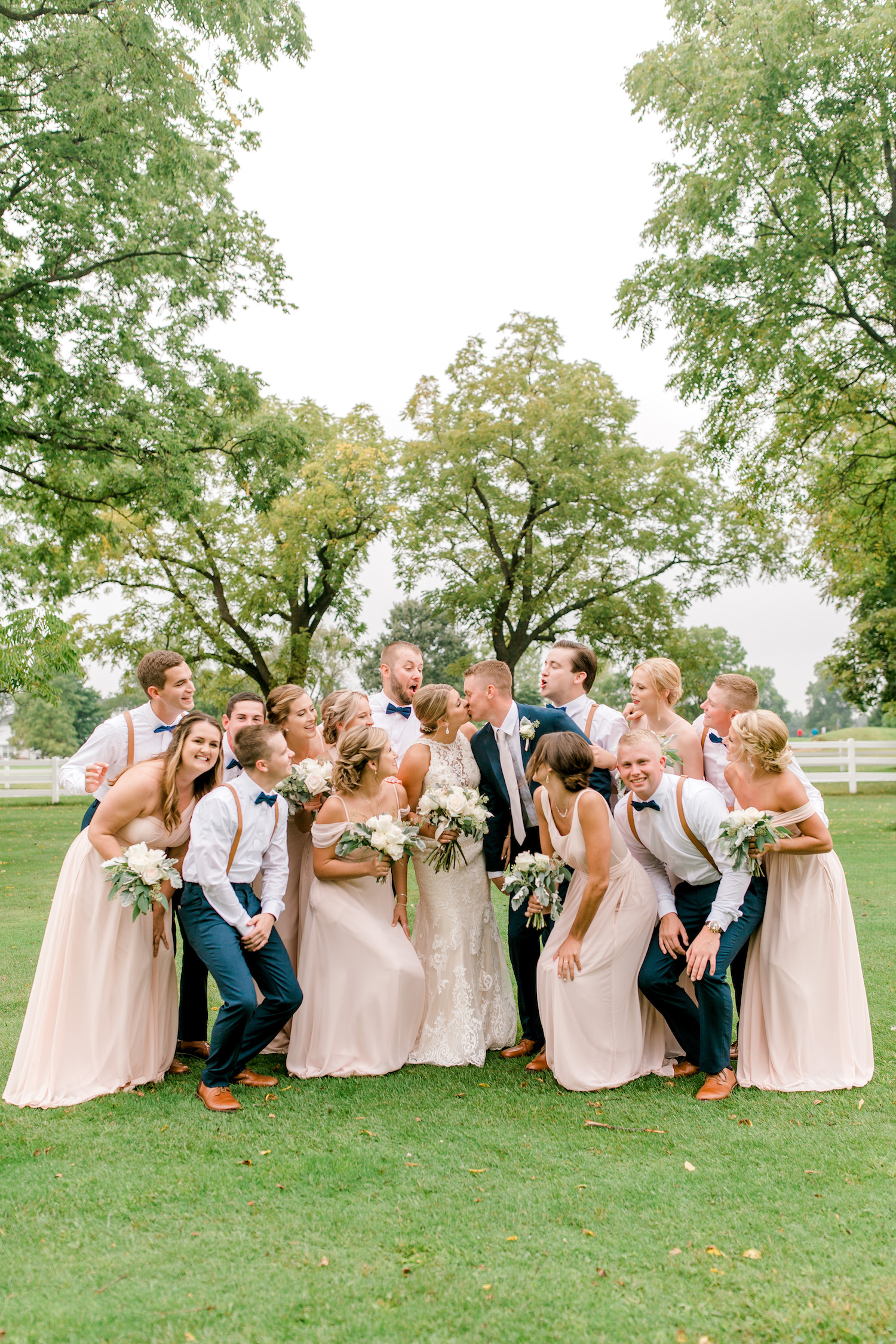 Bridal party gathering together