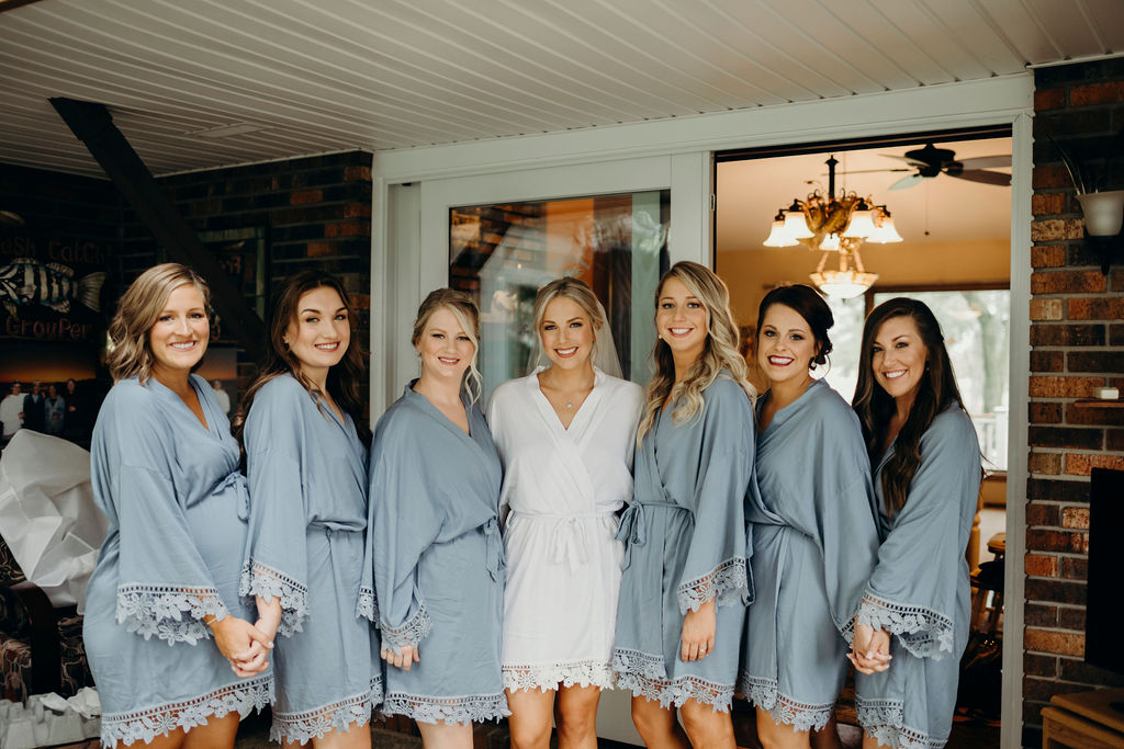 Bride with bridesmaids before Frankfort, IL Wedding