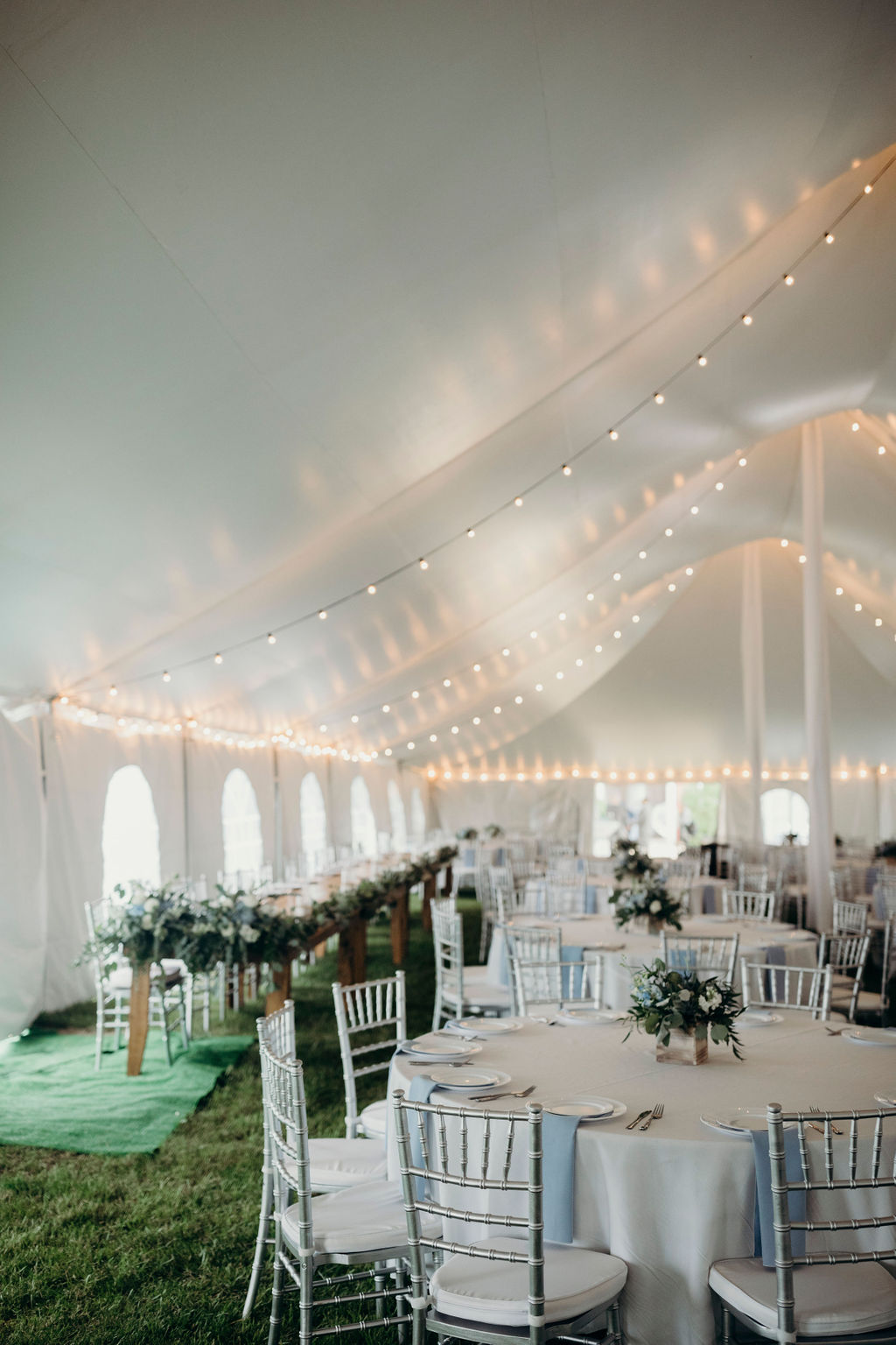 Reception space under tent of Frankfort, IL Wedding