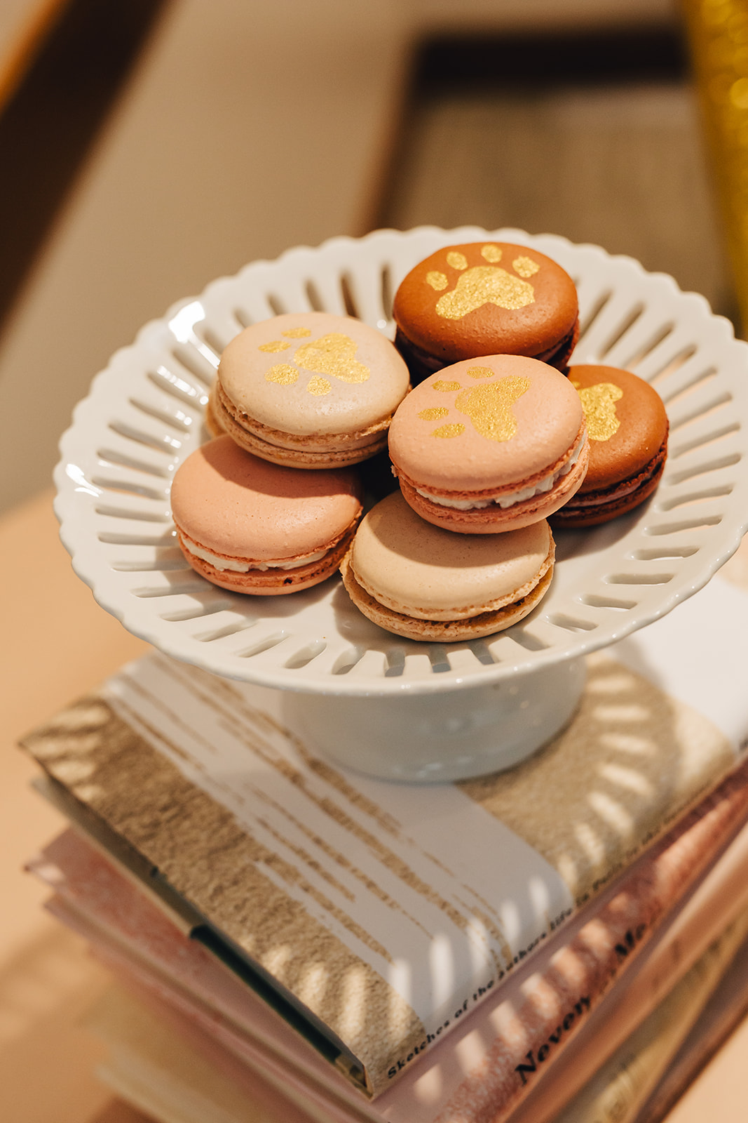 Macaroons with paw prints on them 