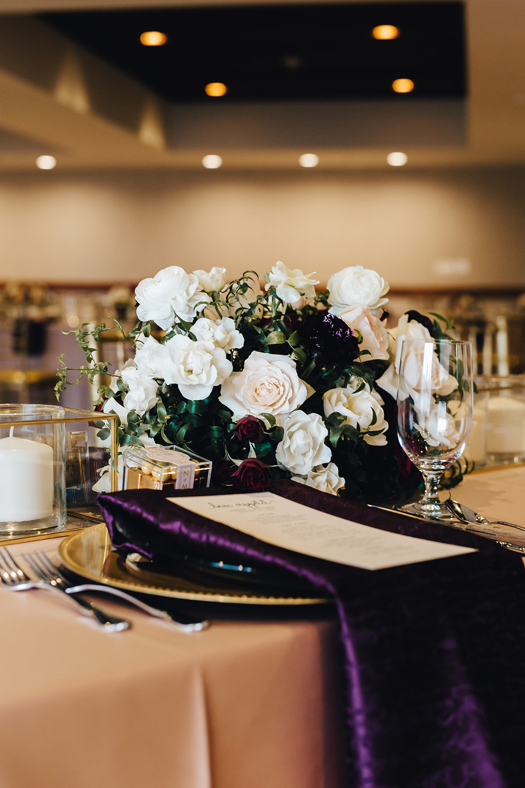 Table decor for West Bay Beach wedding