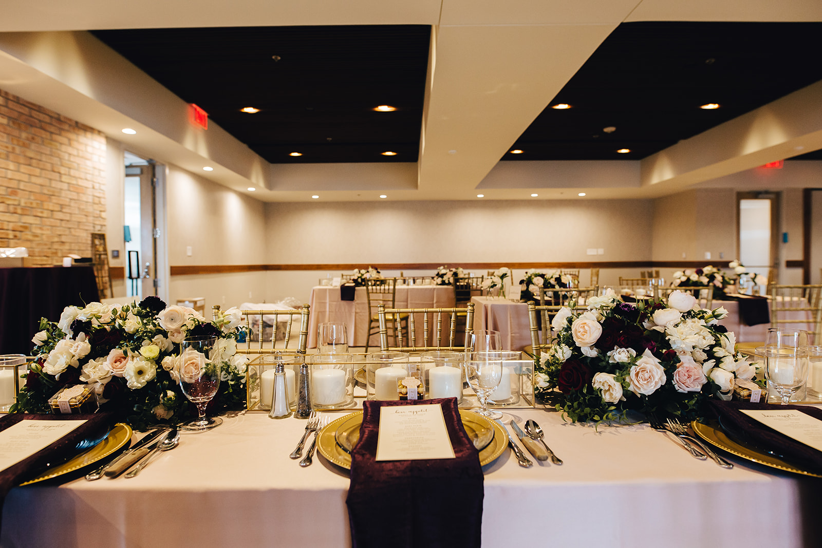 Table and room set up for West Bay Beach wedding