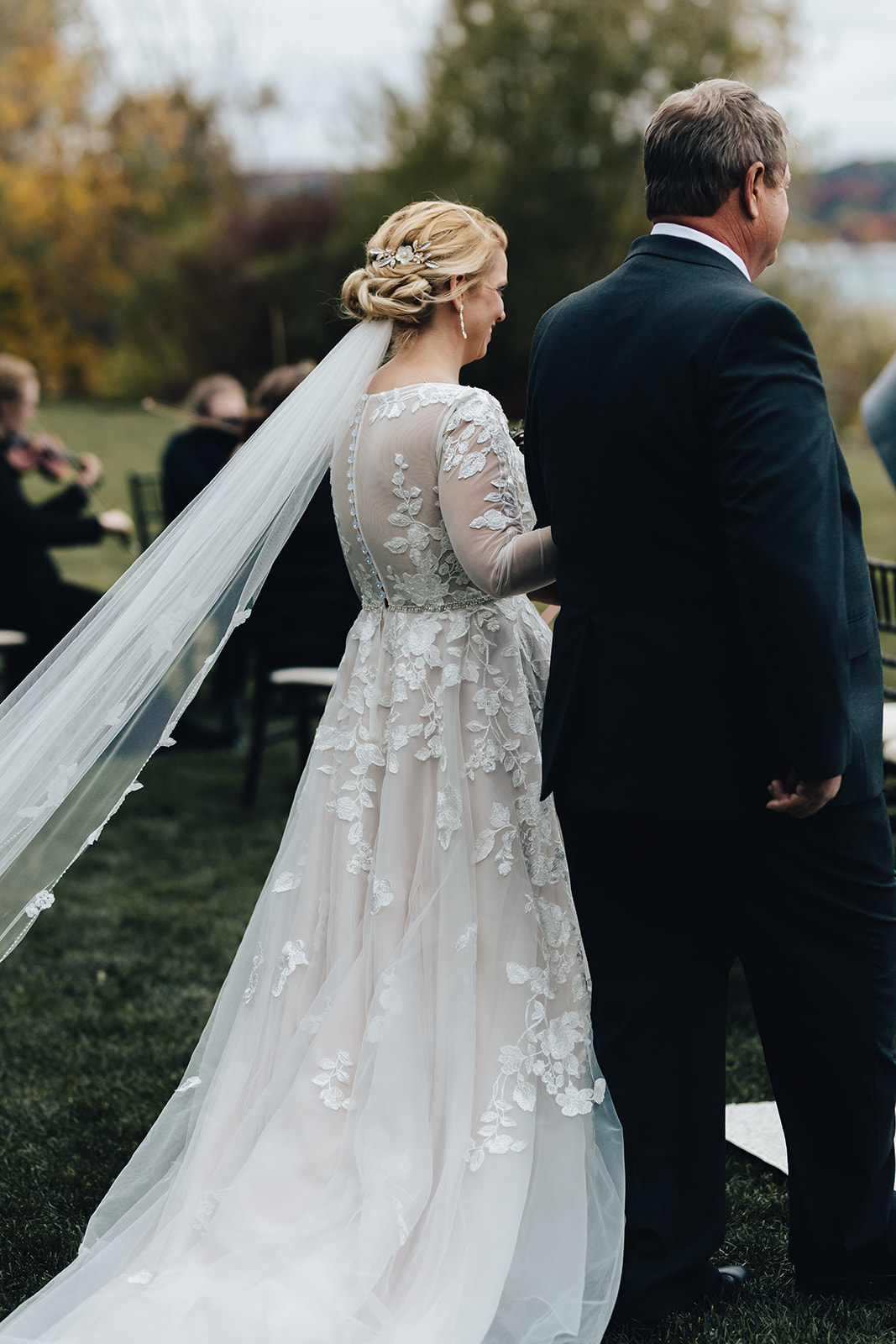 Bride walking down the aisle with her father