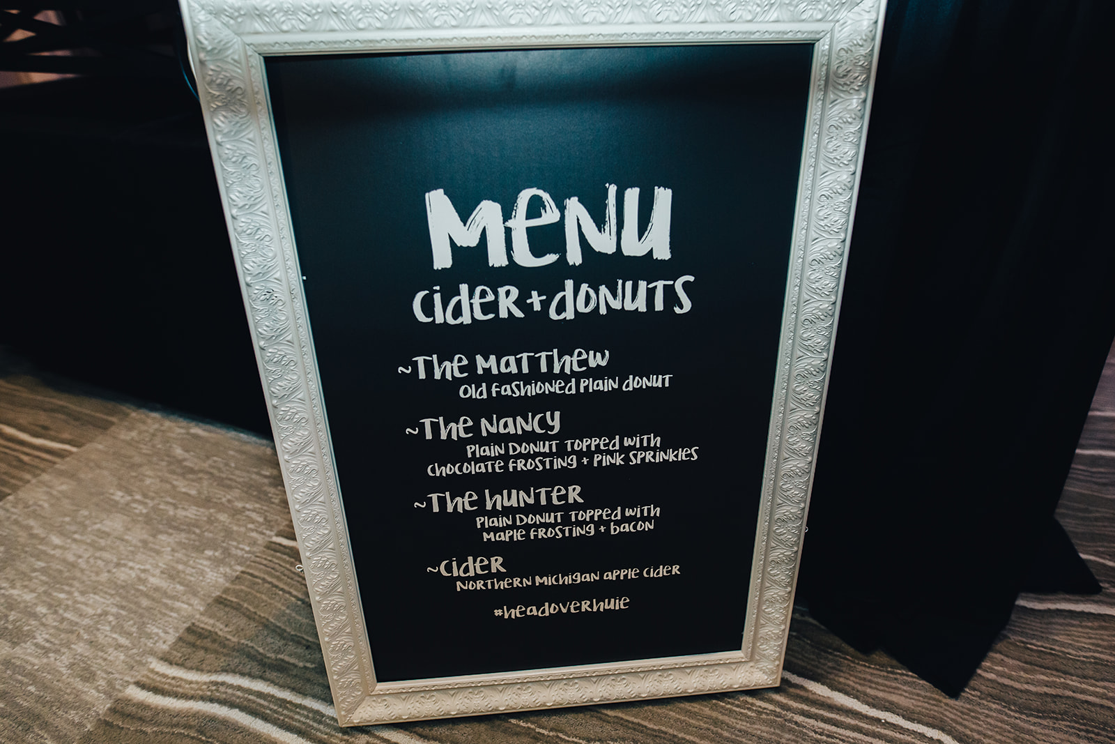 Cider and Donuts menu for West Bay Beach wedding