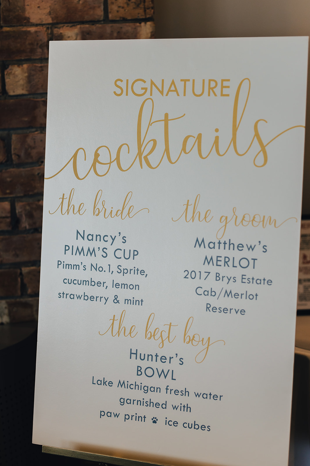 Cocktail menu for West Bay Beach wedding