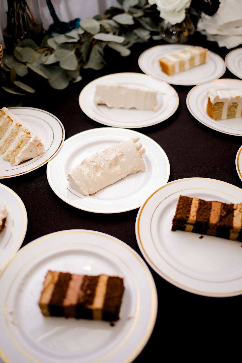 Cut pieces of wedding cake