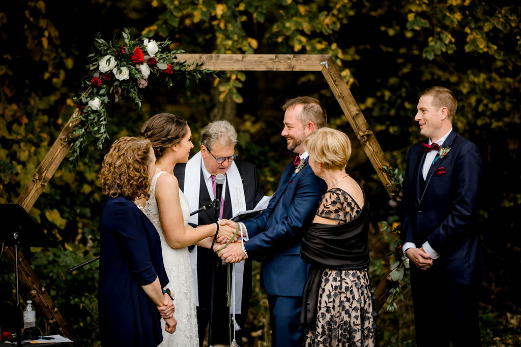 Celtic tying of bride and groom at Jackson, MI wedding