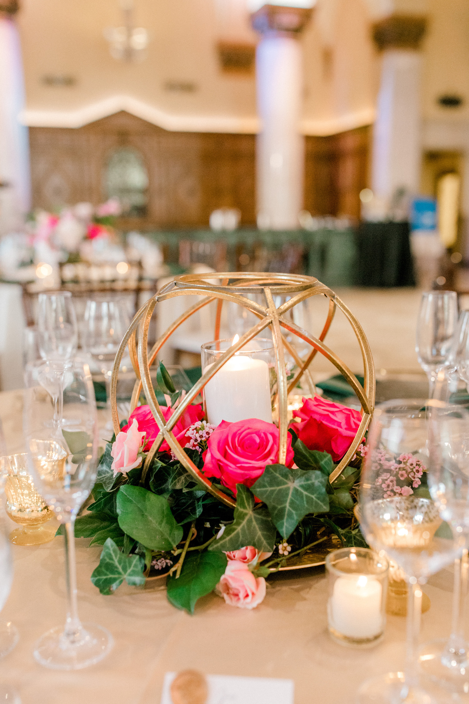 Table centerpiece at City Flats Hotel wedding