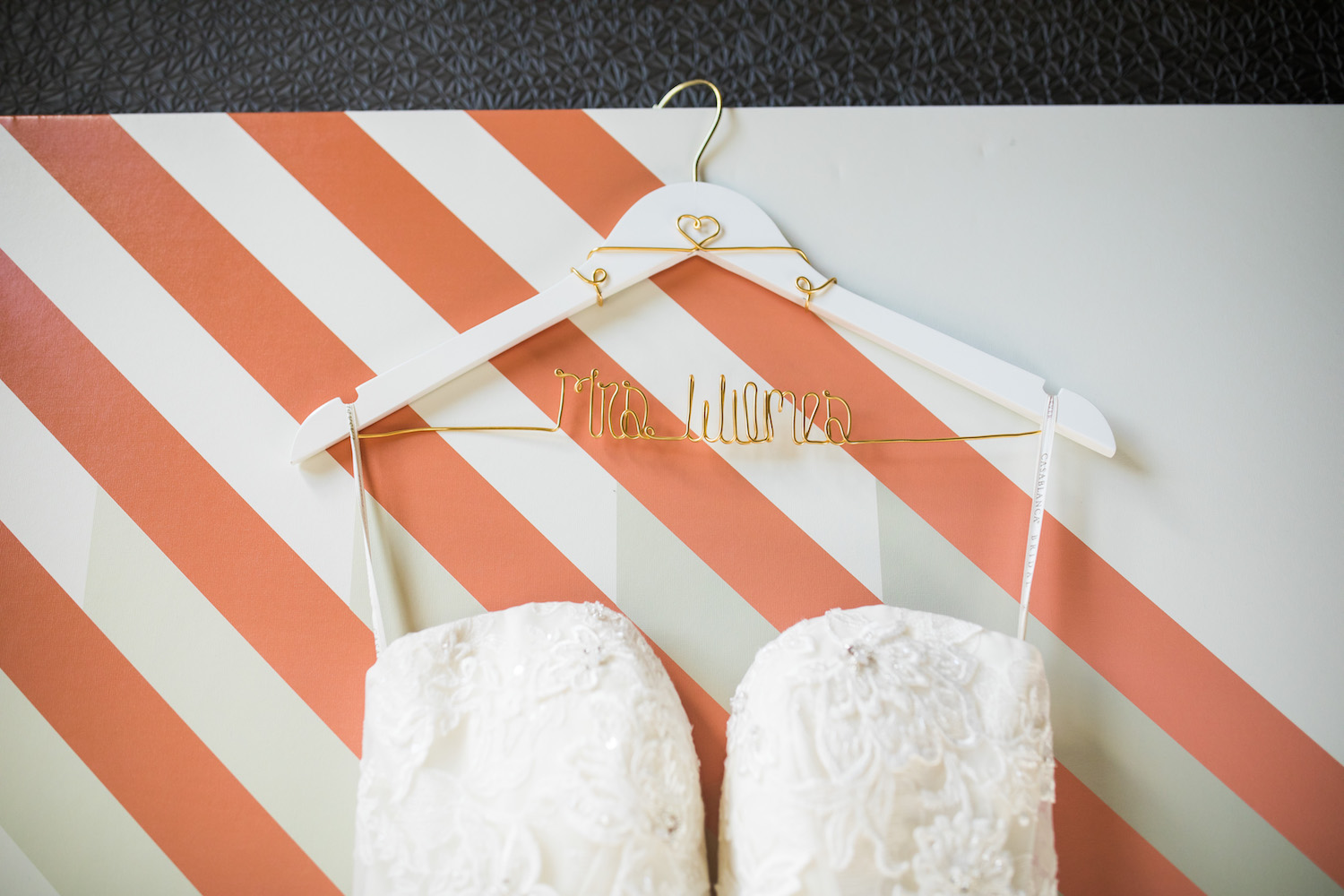 City Flats Hotel wedding bridal hanger and gown
