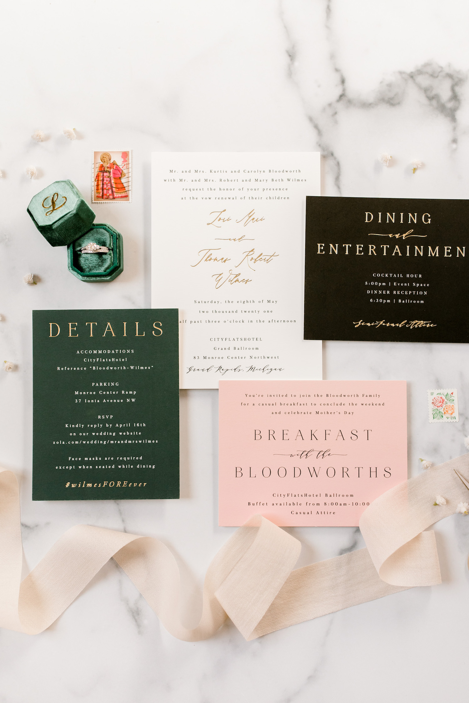 City Flats Hotel wedding stationaries and ringd