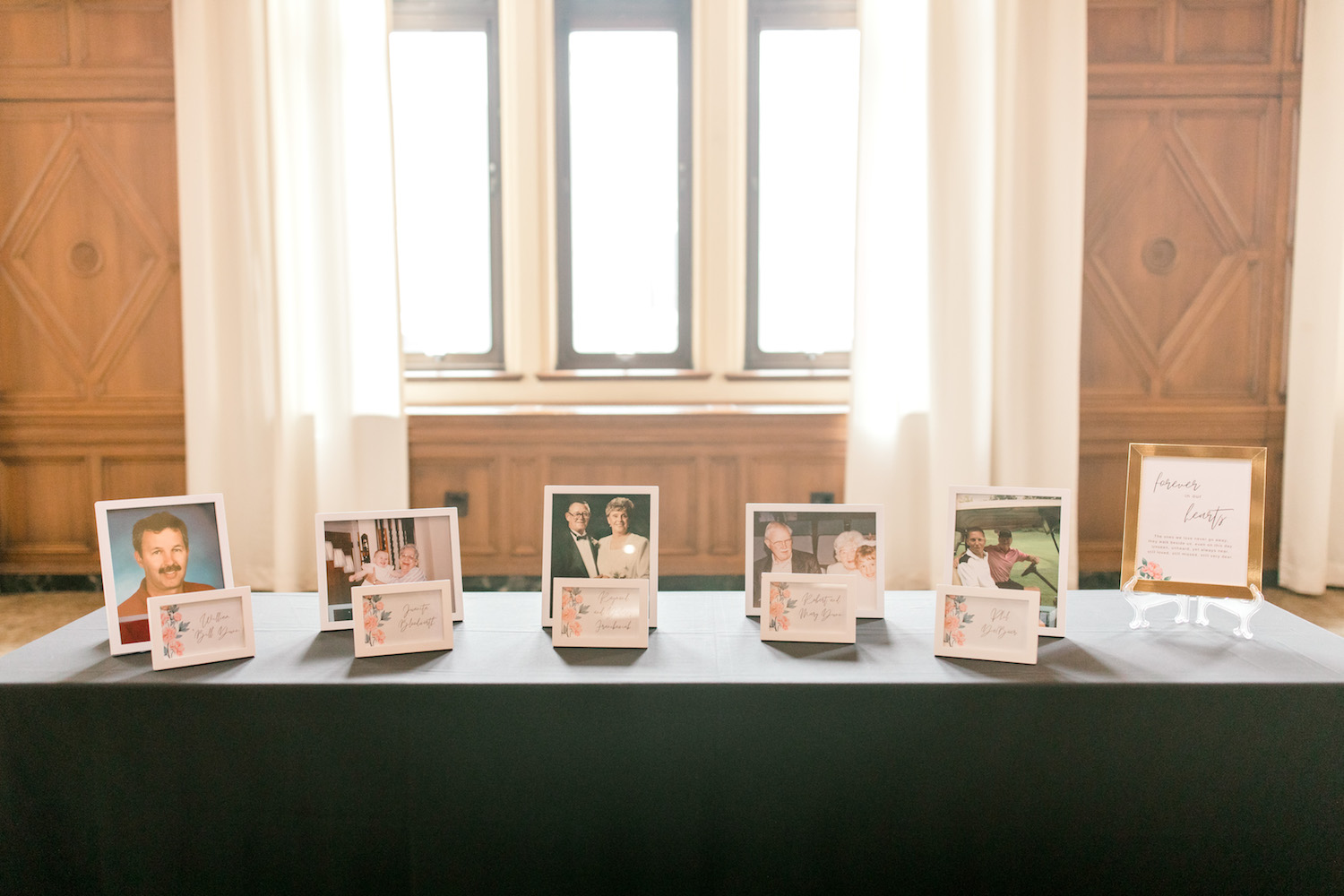 Photos of loved ones on table