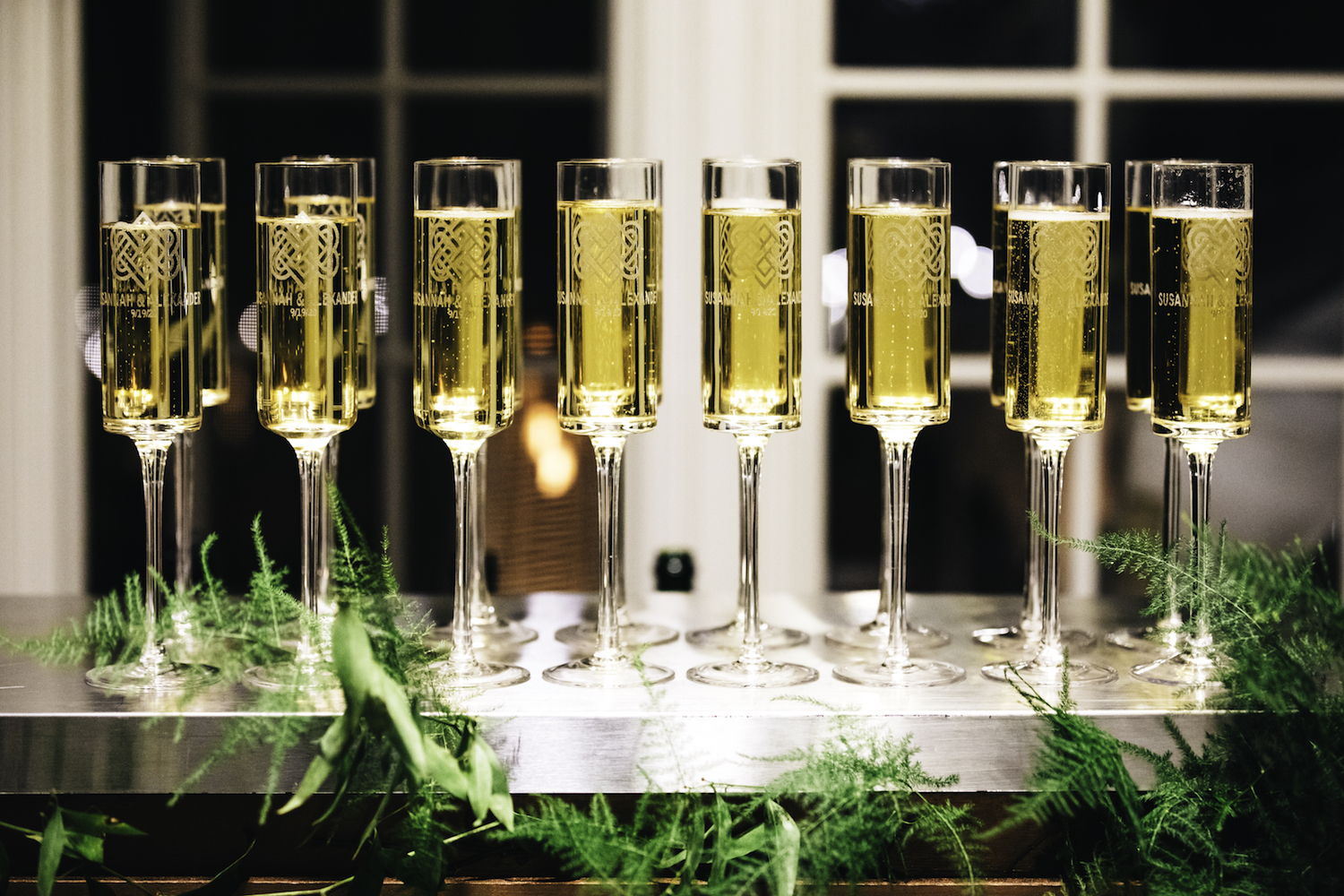 Champagne glasses for guests at Grand Rapids Backyard wedding
