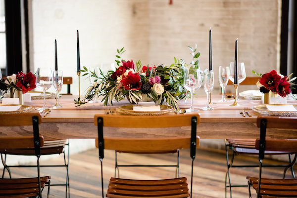 Tables all set for a Journeyman Distillery wedding
