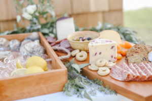 Oyster and charcuterie board appetizers at Lake Michigan wedding