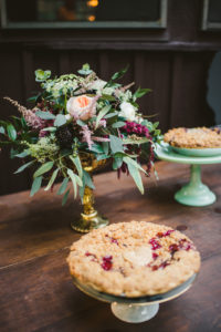 Flowers and a pie dessert bar