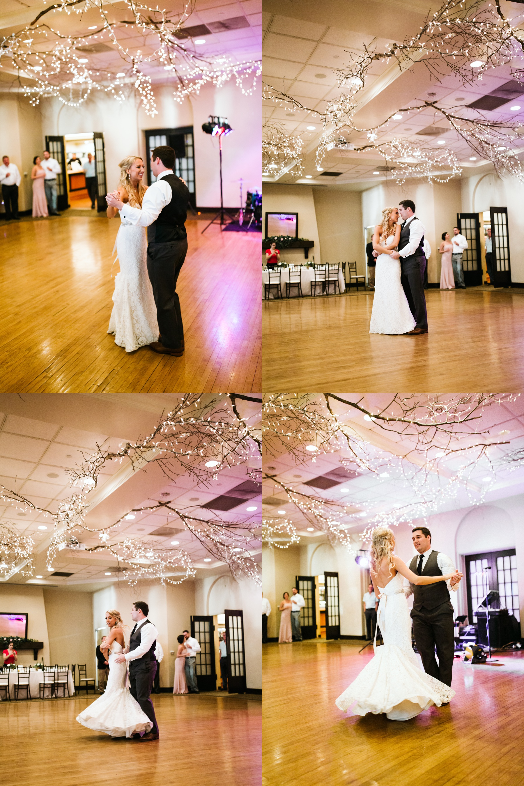 A couple sharing their first dance at their spring lake country club wedding
