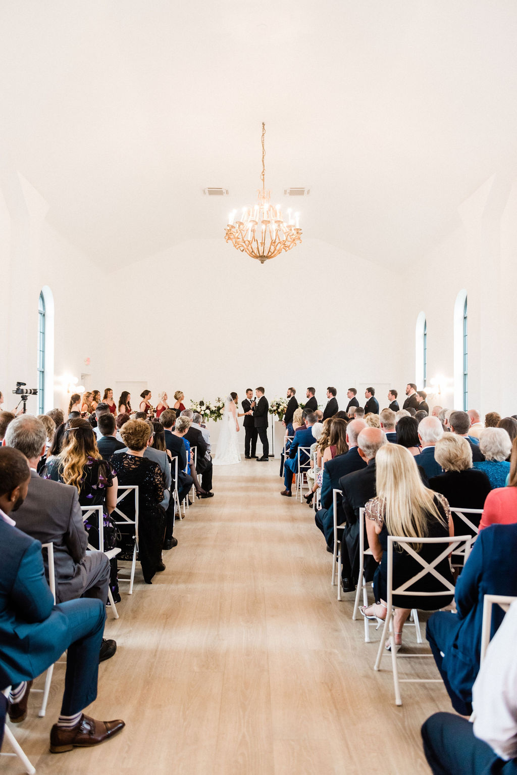 A wedding ceremony at the Loft 310 Chapel in Kalamazoo, Michigan