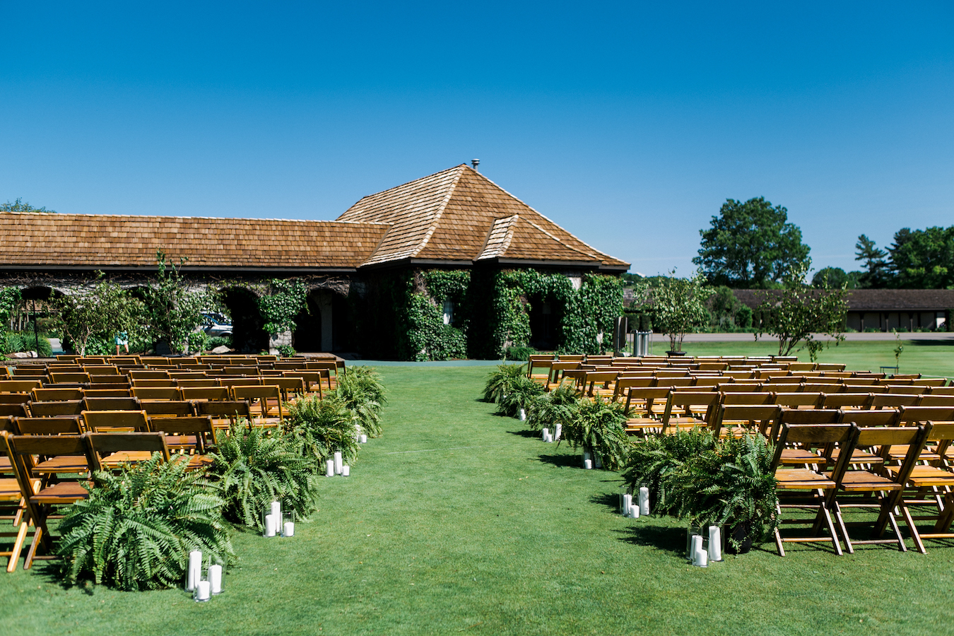 A ceremony set for a Boyne Mountain Resort wedding