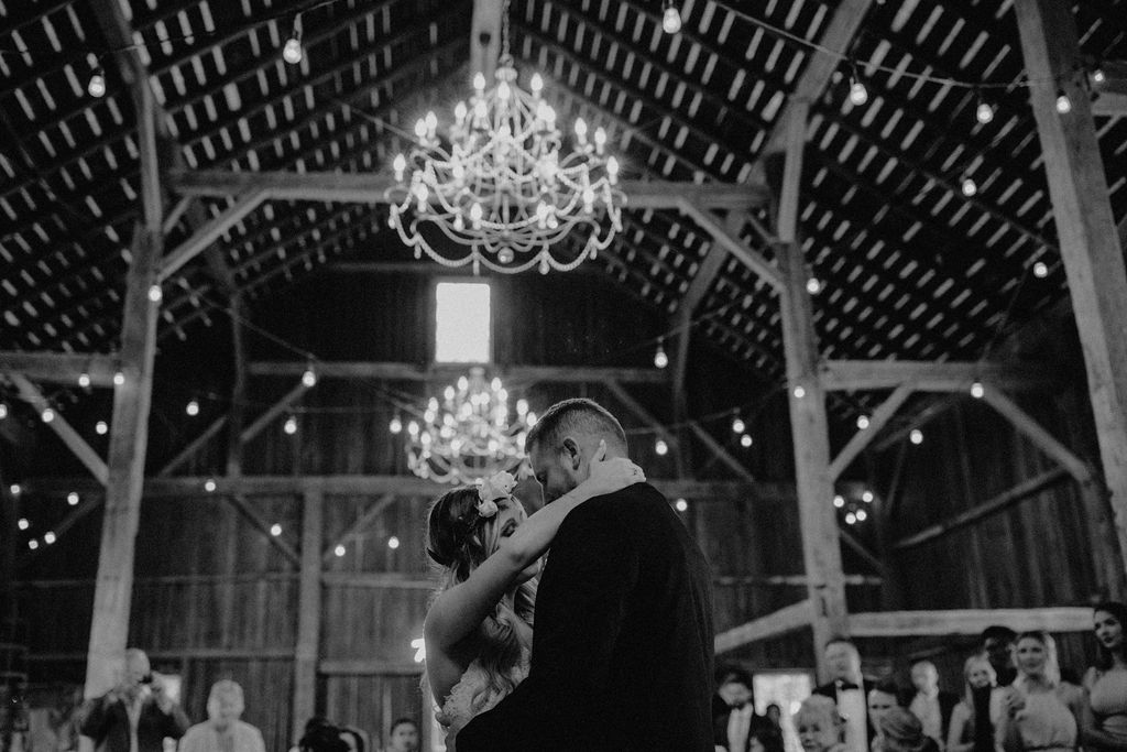 A couple sharing their first dance