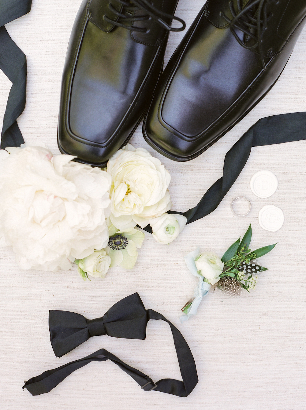 Groom's shoes and bow tie