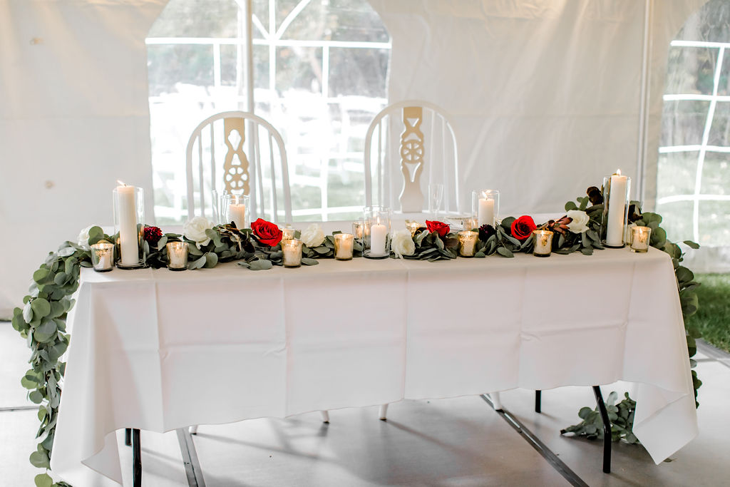 Jackson, MI wedding head table decor